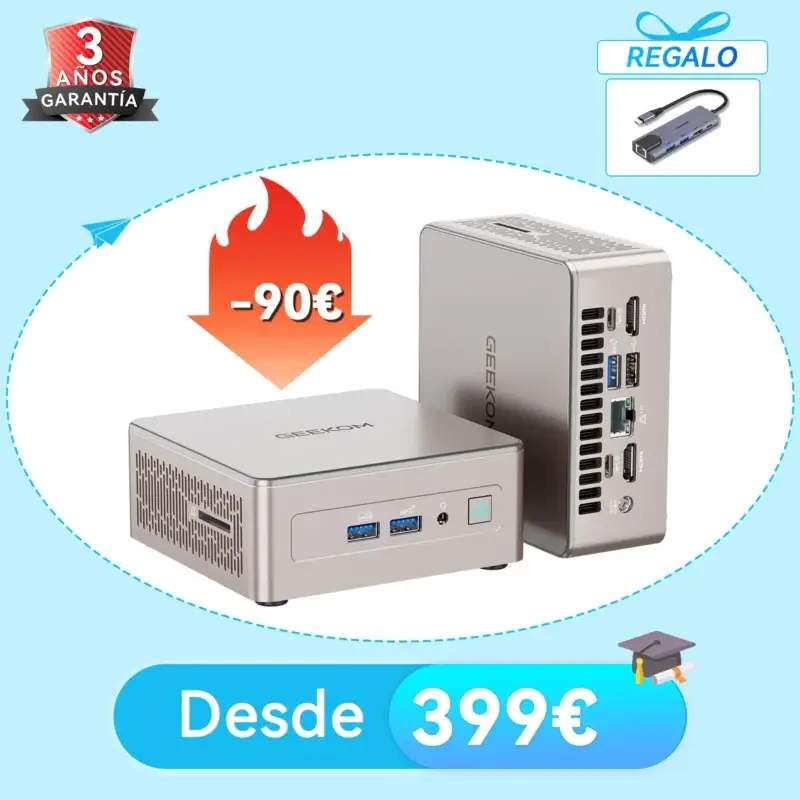 GEEKOM A5 Mini PC: Potente con AMD Ryzen 5 7430U y Gráficos Vega 7