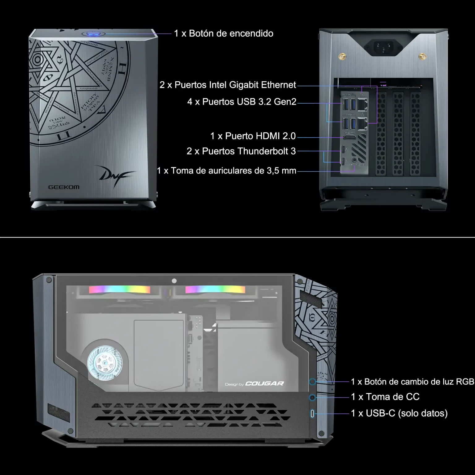 Los Conectores de GEEKOM Mini Fun9 Mini PC
