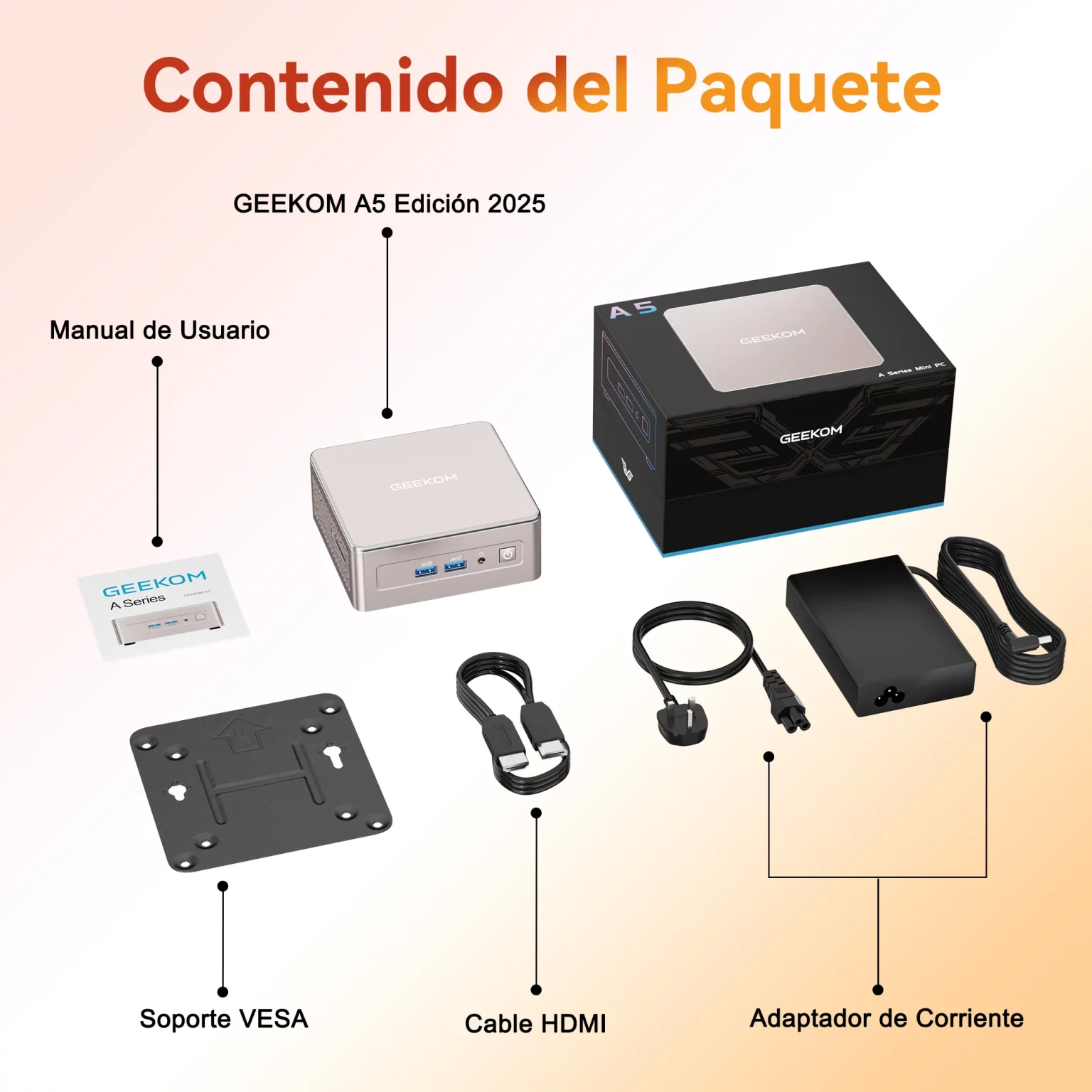 GEEKOM A5 2025 Contenido del Paquete
