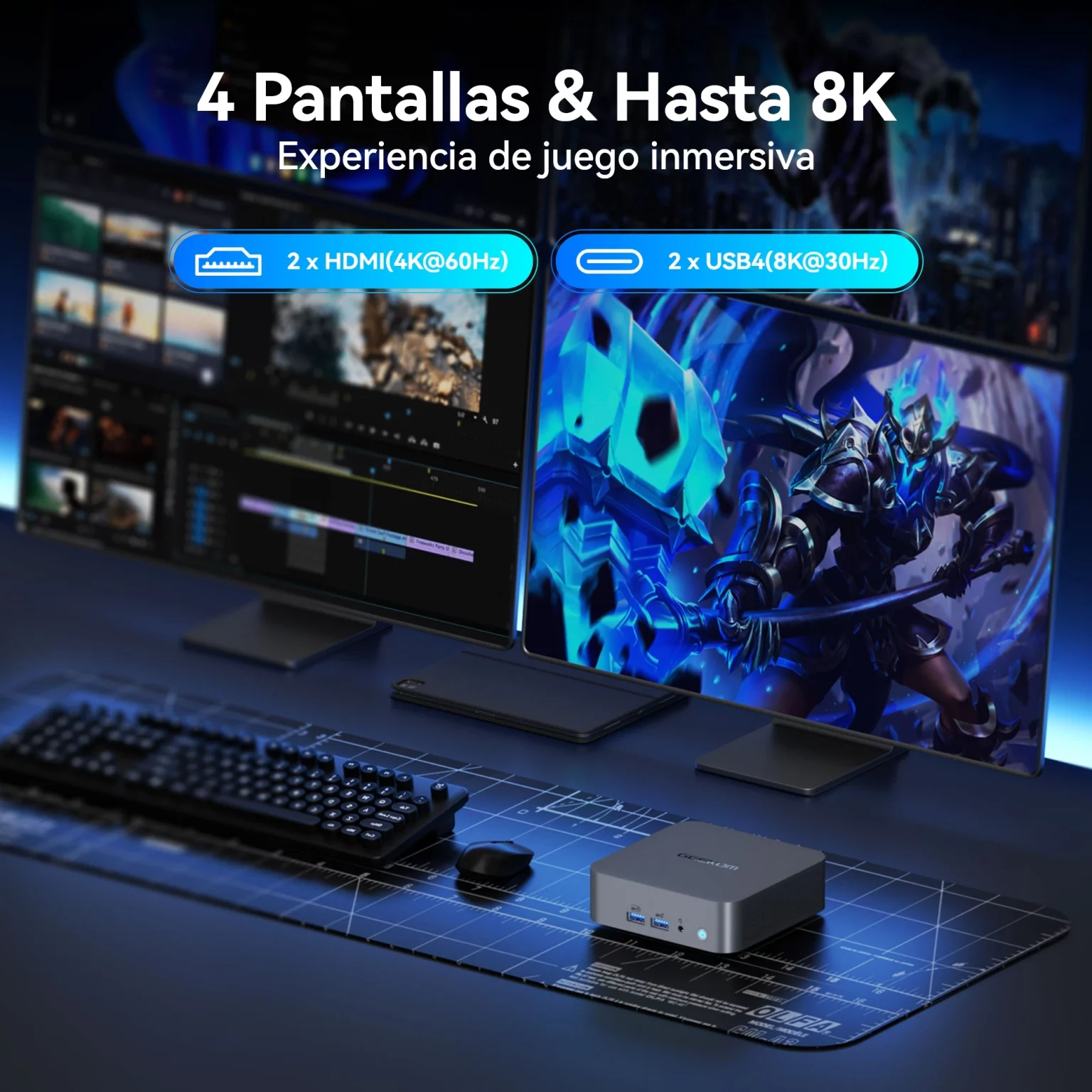 GEEKOM GT13 Pro admite 4 Pantallas y Hasta 8K