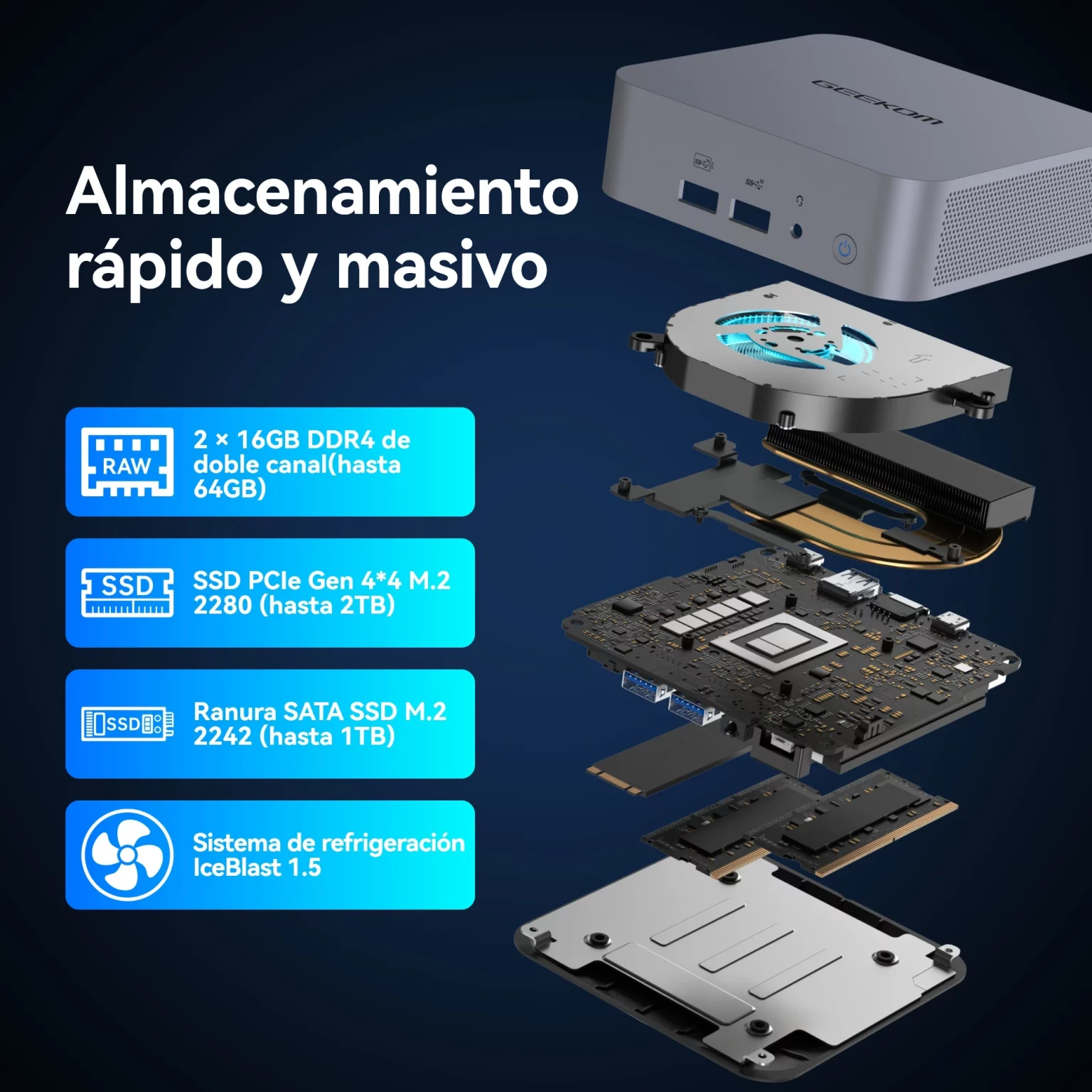 GEEKOM GT13 Pro con Almacenamiento rápido y masivo
