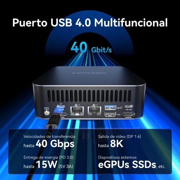GEEKOM GT1 Mega Mini PC Puerto USB 4.0 Multifuncional