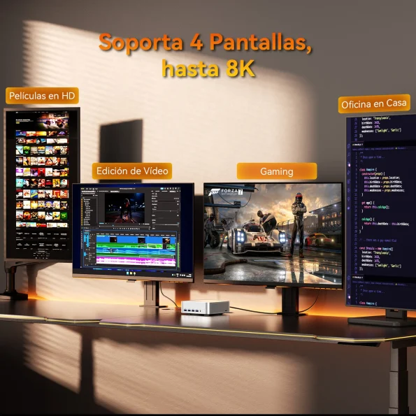 GEEKOM A8 Max Mini PC Soporta 4 Pantallas, hasta 8K