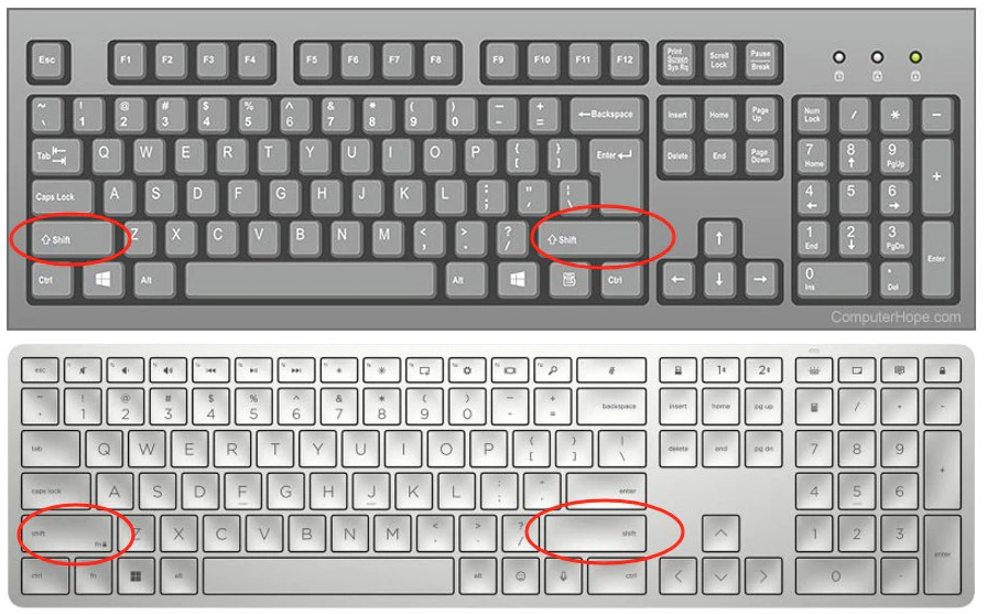 cual es la tecla shift