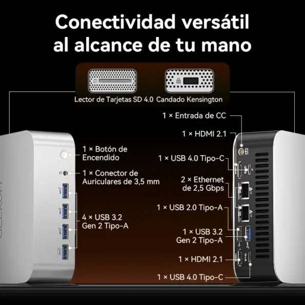 GEEKOM A9 Max Mini PC con Conectividad versátil al alcance de tu mano