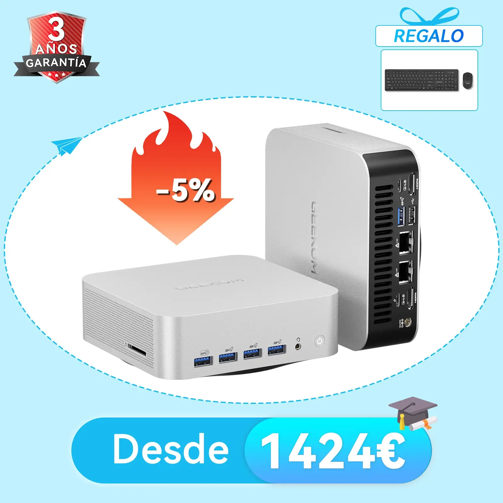GEEKOM A9 Max Edición 2026 AI Mini PC con AMD Ryzen™ AI 9 HX 470