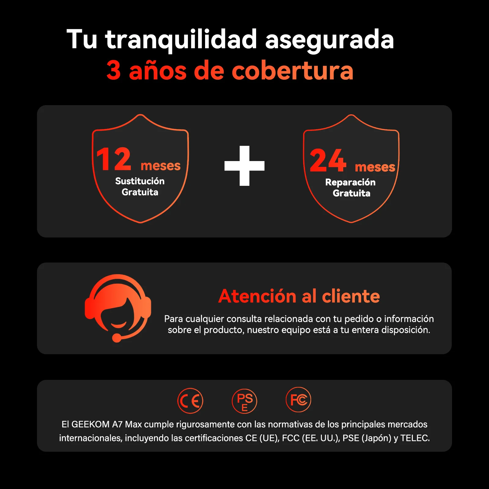 GEEKOM A7 Max Mini PC Tu tranquilidad asegurada 3 años de cobertura