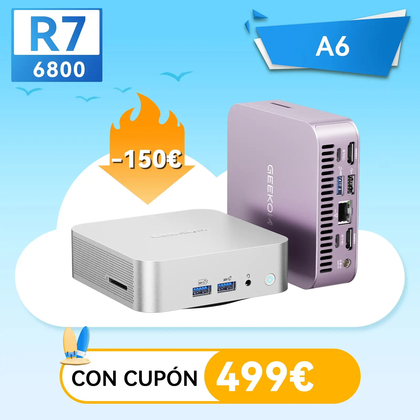 GEEKOM A6 Mini PC con AMD Ryzen 7 6800 y Radeon 680M