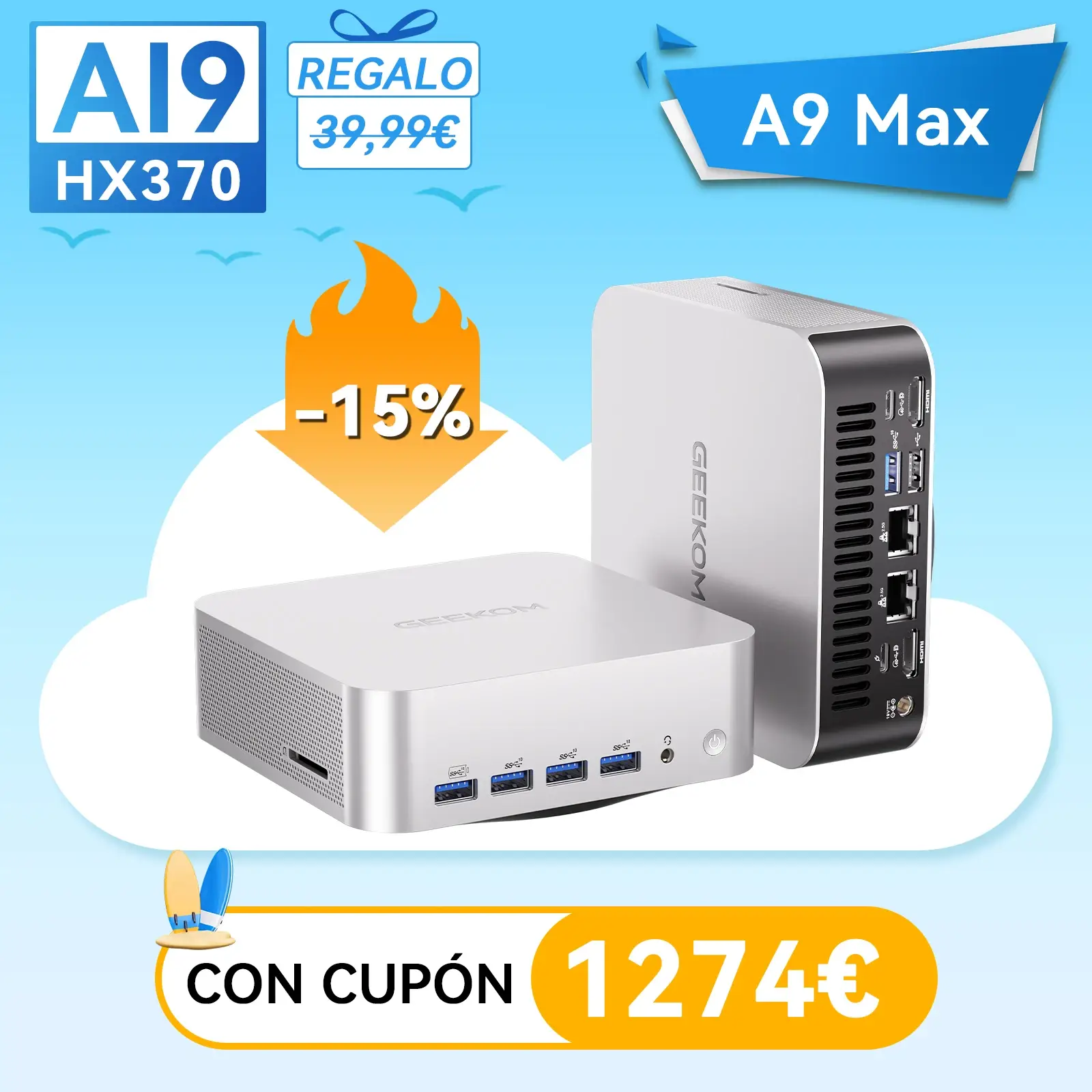 GEEKOM A9 Max AI Mini PC : Ryzen AI 9 HX 370 y Radeon 890M