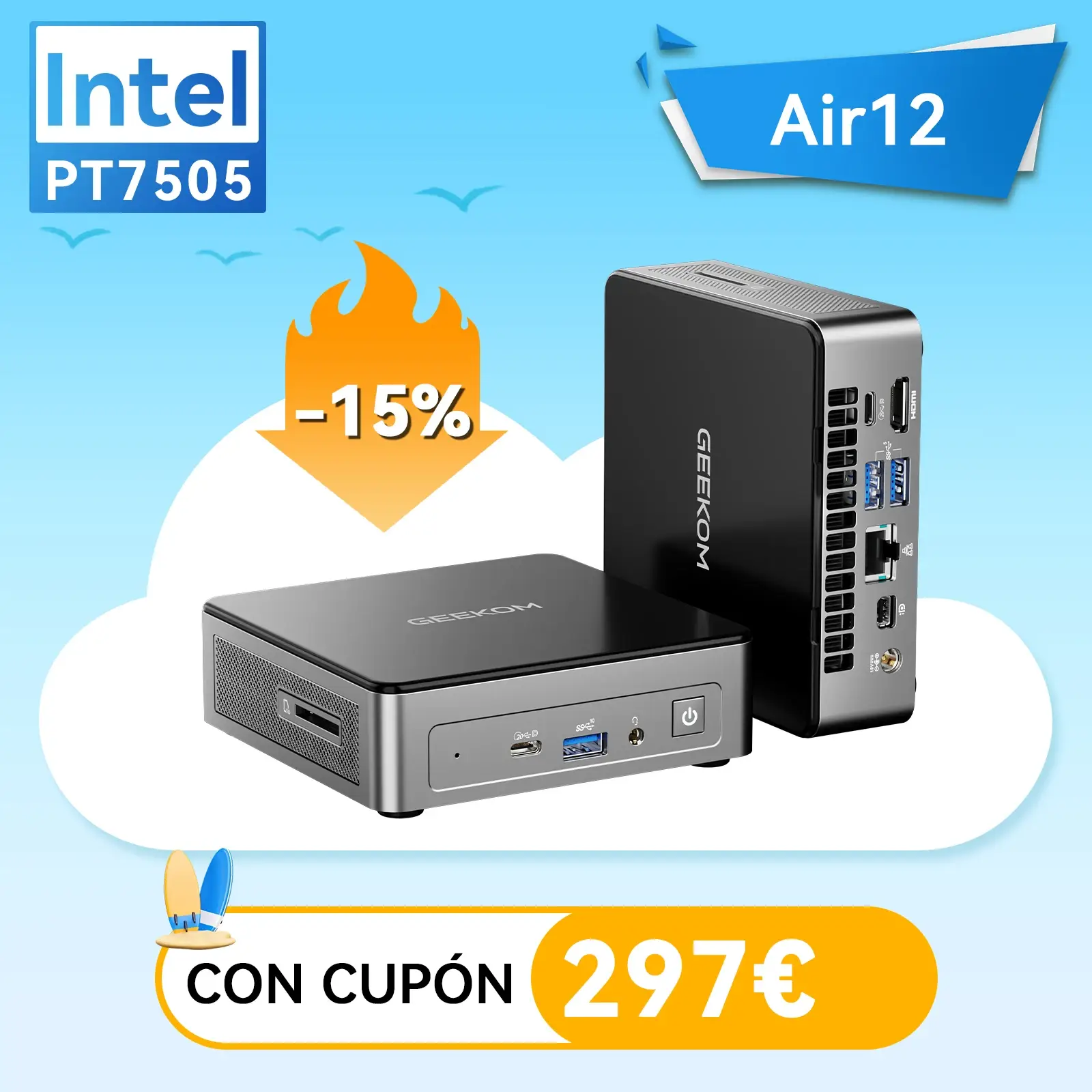 Mini PC PT7505 : GEEKOM Air12 con Intel® Pentium® Gold 7500