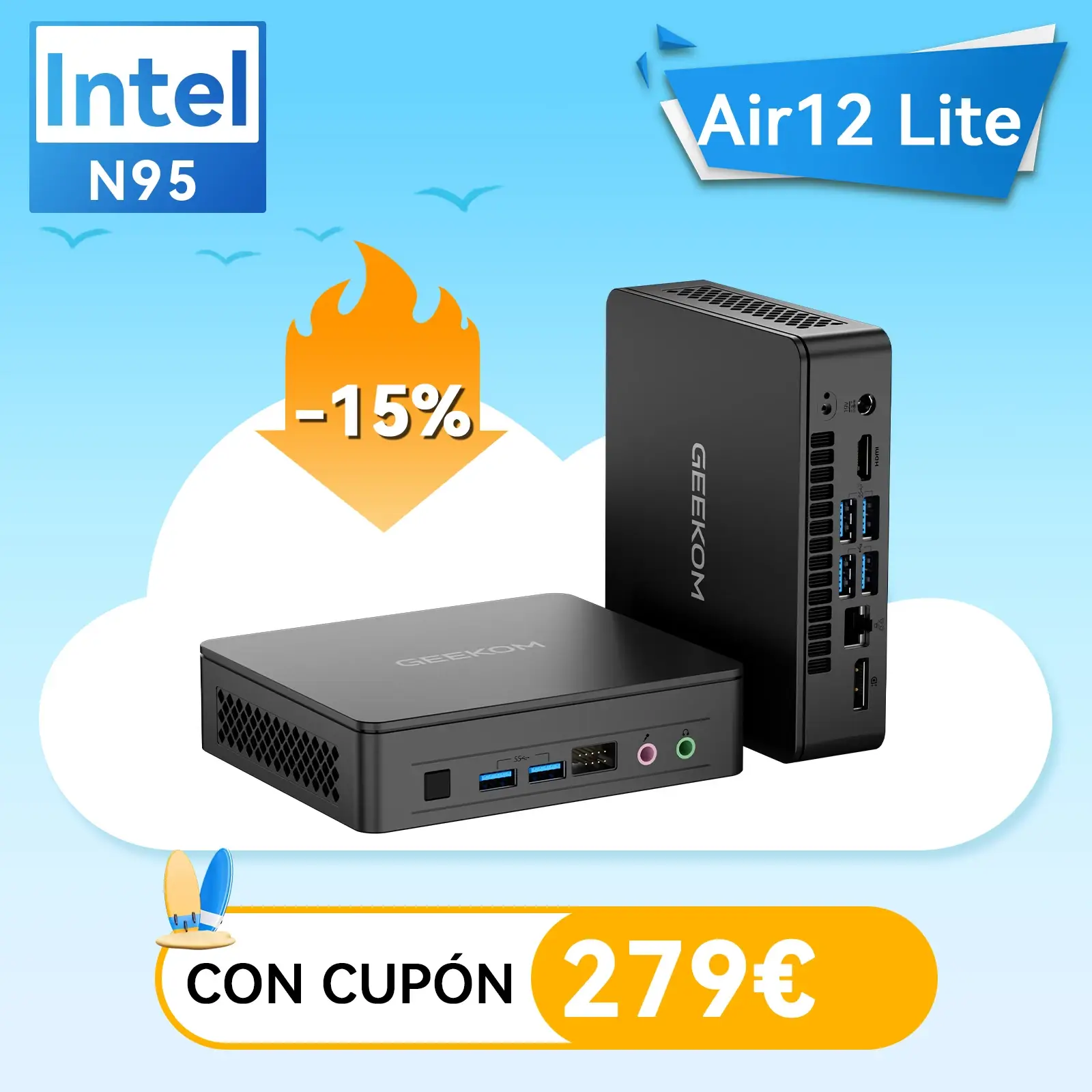 GEEKOM Air12 Lite : Mini PC con Intel N100, Compacto y Eficiente
